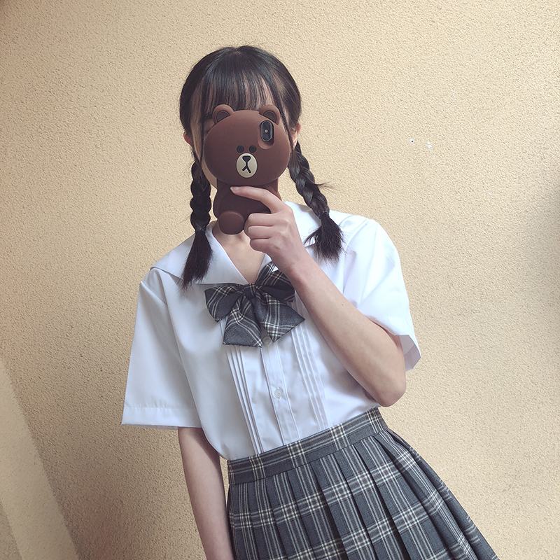 夏季短袖正統JK校服女 日系軟妹風琴褶襯衣 水手領五角星刺繡上衣
